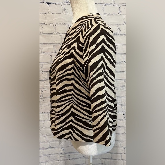ADRIENNE LANDAU Animal Print Blazer Cotton Blend Size Medium - Picture 3 of 6